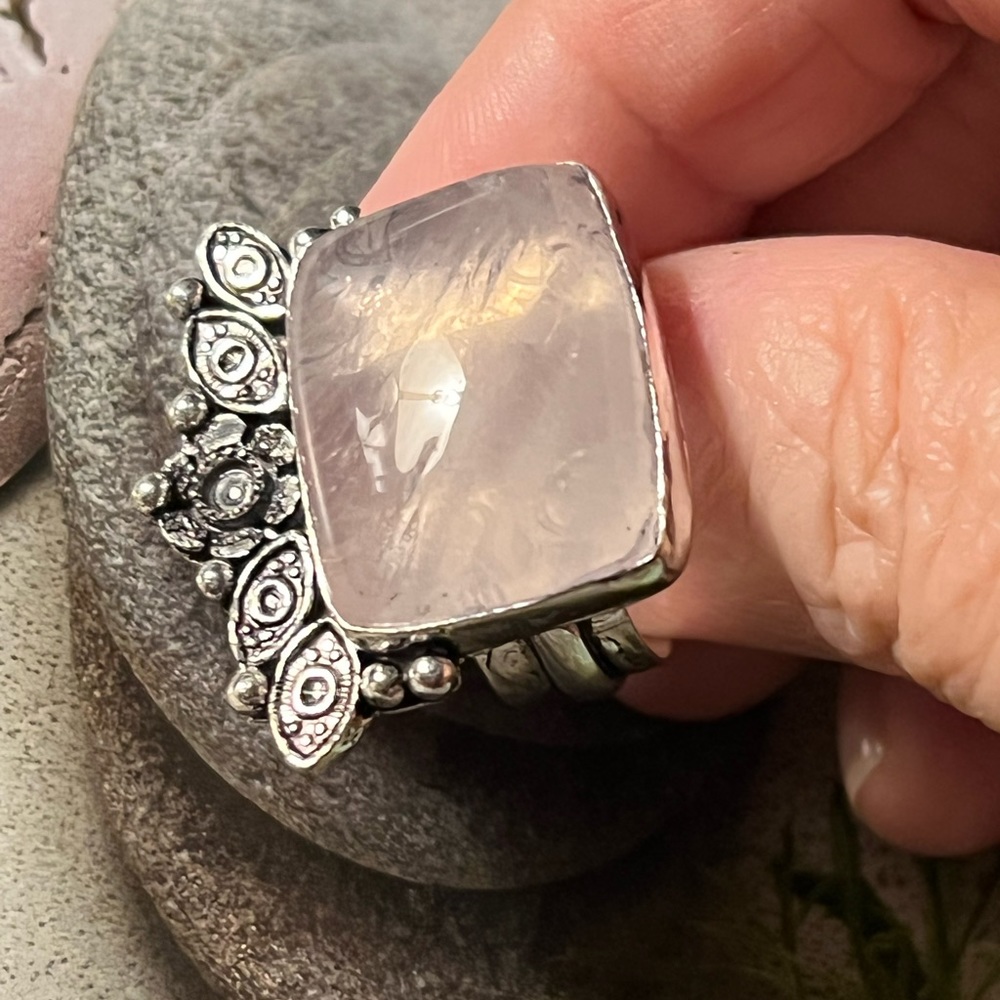 NEW Rose Quartz silver ring - Picture 10 of 11